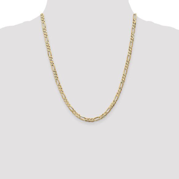 4.5mm, 10k Yellow Gold, Concave Figaro Chain Necklace, 22 Inch - Picture 2 of 8